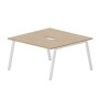 Arena ARN2TV147 OWBL (Светлый дуб/Белый) Составной стол на 2 рабочих места, 2 эргономичных выреза