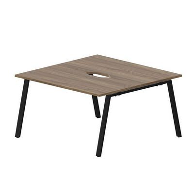 Arena ARN2TV147 WNNR (Орех/Черный) Составной стол на 2 рабочих места, 2 эргономичных выреза