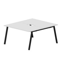 Arena ARN2TV148 BLNR (Белый/Черный) Составной стол на 2 рабочих места, 2 эргономичных выреза