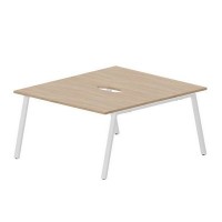 Arena ARN2TV148 OWBL (Светлый дуб/Белый) Составной стол на 2 рабочих места, 2 эргономичных выреза
