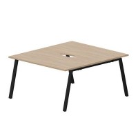 Arena ARN2TV148 OWNR (Светлый дуб/Черный) Составной стол на 2 рабочих места, 2 эргономичных выреза