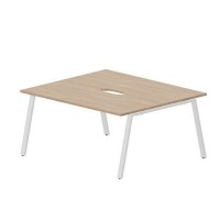 Arena ARN2TV167 OWBL (Светлый дуб/Белый) Составной стол на 2 рабочих места, 2 эргономичных выреза