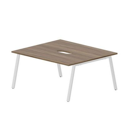 Arena ARN2TV167 WNBL (Орех/Белый) Составной стол на 2 рабочих места, 2 эргономичных выреза