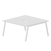 Arena ARN2TV168 BLBL (Белый/Белый) Составной стол на 2 рабочих места, 2 эргономичных выреза