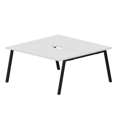 Arena ARN2TV168 BLNR (Белый/Черный) Составной стол на 2 рабочих места, 2 эргономичных выреза