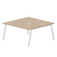 Arena ARN2TV168 OWBL (Светлый дуб/Белый) Составной стол на 2 рабочих места, 2 эргономичных выреза