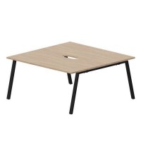 Arena ARN2TV168 OWNR (Светлый дуб/Черный) Составной стол на 2 рабочих места, 2 эргономичных выреза