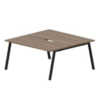 Arena ARN2TV168 WNNR (Орех/Черный) Составной стол на 2 рабочих места, 2 эргономичных выреза