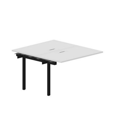 Arena UNN2TPL127 BLNR (Белый/Черный) Приставной стол на 2 рабочих места, металлические аутлеты