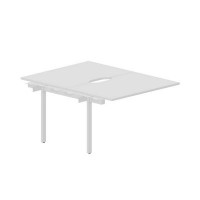 Arena UNN2TPV128 BLBL (Белый/Белый) Приставной стол на 2 рабочих места, 2 эргономичных выреза
