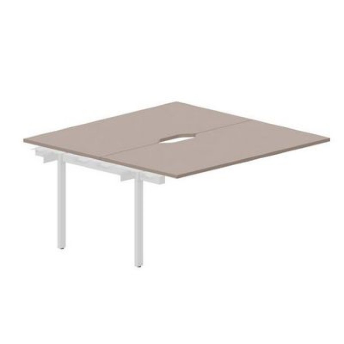Арена UNN2TPV168 TRBL (Тортора/Белый) Приставной стол на 2 рабочих места, 2 эргономичных выреза