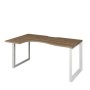Аргентум НТМП.О-040.ЛВ (Дуб сафари/Белый) Стол эргономичный, левый, на О-опорах, на металлокаркасе