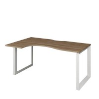 Аргентум НТМП.О-060.ЛВ (Дуб сафари/Белый) Стол эргономичный, левый, на О-опорах, на металлокаркасе