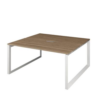 Аргентум НТМП.О.Б2-120 (Дуб сафари/Белый) Бенч двойной на 2 рабочих места, О-опорах, на металлокаркасе