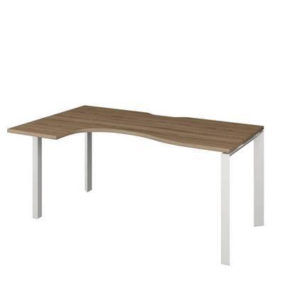 Аргентум НТМП.П-060.ЛВ (Дуб сафари/Белый) Стол эргономичный, левый, на П-опорах, на металлокаркасе