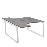 Аргентум НТМП.О.Б2-040 (Лиственница/Белый) Бенч эргономичный на 2 рабочих места, на О-опорах, на металлокаркасе