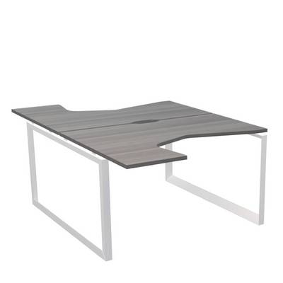 Аргентум НТМП.О.Б2-040 (Лиственница/Белый) Бенч эргономичный на 2 рабочих места, на О-опорах, на металлокаркасе