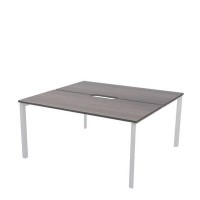 Аргентум НТМП.П.Б2-200 (Лиственница/Белый) Бенч двойной на 2 рабочих места, на П-опорах, на металлокаркасе