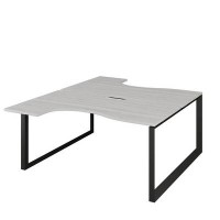 Аргентум НТМП.О.Б2-060 (Сосна Винтер/Антрацит) Бенч эргономичный на 2 рабочих места, на О-опорах, на металлокаркасе