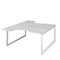 Аргентум НТМП.О.Б2-040 (Сосна Винтер/Белый) Бенч эргономичный на 2 рабочих места, на О-опорах, на металлокаркасе