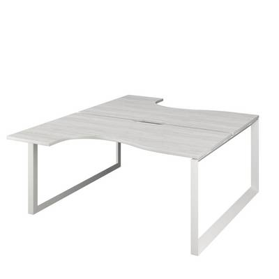 Аргентум НТМП.О.Б2-060 (Сосна Винтер/Белый) Бенч эргономичный на 2 рабочих места, на О-опорах, на металлокаркасе