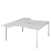 Аргентум НТМП.П.Б2-060 (Сосна Винтер/Белый) Бенч эргономичный на 2 рабочих места, на П-опорах, на металлокаркасе