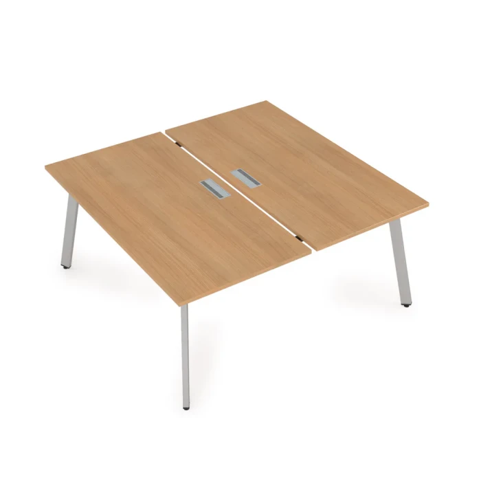 Стол системы Бенч 10БД.289 в отделке Romano extra/Алюминий матовый, 1400х1635х750 мм