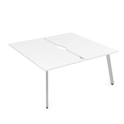 Arredo 10БДКВ.264 (Белый премиум/Алюминий матовый) Стол системы БЕНЧ, сдвоенный, на 2 рабочих места - конечный