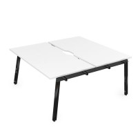 Arredo 10БДНВ.268 (Белый премиум/Черный глянец) Стол системы БЕНЧ, сдвоенный, на 2 рабочих места - начальный