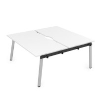 Arredo 10БДНВ.268 (Белый премиум/Алюминий матовый) Стол системы БЕНЧ, сдвоенный, на 2 рабочих места - начальный