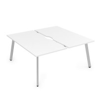Arredo 10БДВ.264 (Белый премиум/Алюминий матовый) Стол системы БЕНЧ, сдвоенный, на 2 рабочих места