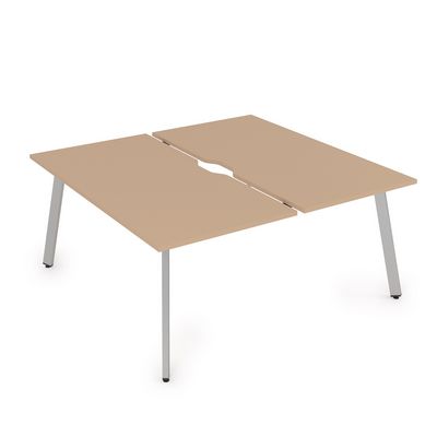 Arredo 10БДВ.264 (Mokko/Алюминий матовый) Стол системы БЕНЧ, сдвоенный, на 2 рабочих места