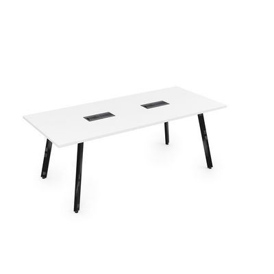 Арредо 10СП.096 (Белый премиум/Черный глянец) Стол переговорный