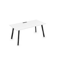 Arredo 10СР.074 (Белый премиум/Черный глянец) Стол рабочий, прямолинейный