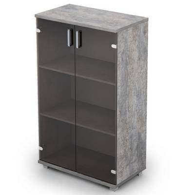 Avance 6Ш.017.3 (basalt) Шкаф для документов средний со стеклом
