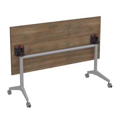 Bend 8СР.114-S (Шамони темный/Алюминий матовый) Складной прямолинейный стол-трансформер Simple