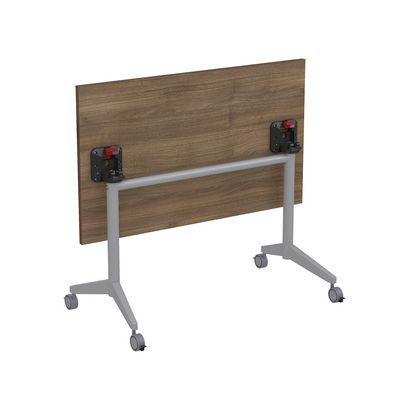 Bend 8СР.118-S (Шамони темный/Алюминий матовый) Складной прямолинейный стол-трансформер Simple