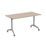 Bend 8СР.119-S (Шамони светлый/Алюминий матовый) Складной прямолинейный стол-трансформер Simple