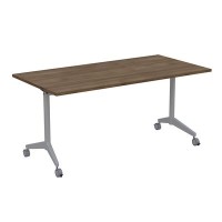 Bend 8СР.124-S (Шамони темный/Алюминий матовый) Складной прямолинейный стол-трансформер Simple