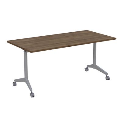 Bend 8СР.124-S (Шамони темный/Алюминий матовый) Складной прямолинейный стол-трансформер Simple