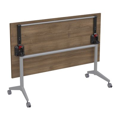 Bend 8СР.124 (Шамони темный/Алюминий матовый) Складной прямолинейный стол-трансформер