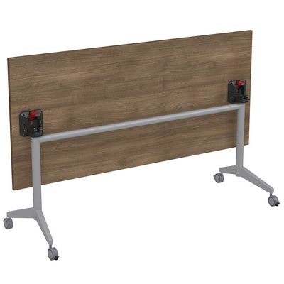 Bend 8СР.125-S (Шамони темный/Алюминий матовый) Складной прямолинейный стол-трансформер Simple