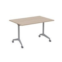 Bend 8СР.128-S (Шамони светлый/Алюминий матовый) Складной прямолинейный стол-трансформер Simple