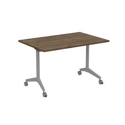 Bend 8СР.128-S (Шамони темный/Алюминий матовый) Складной прямолинейный стол-трансформер Simple