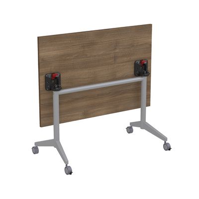 Bend 8СР.128-S (Шамони темный/Алюминий матовый) Складной прямолинейный стол-трансформер Simple