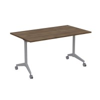 Bend 8СР.129-S (Шамони темный/Алюминий матовый) Складной прямолинейный стол-трансформер Simple