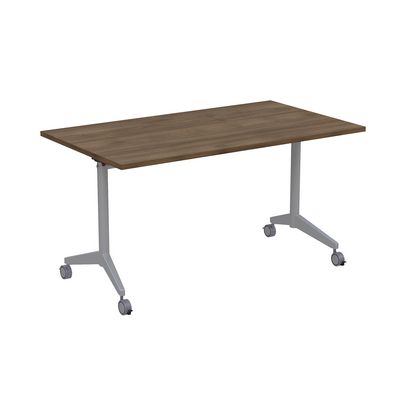 Bend 8СР.129-S (Шамони темный/Алюминий матовый) Складной прямолинейный стол-трансформер Simple