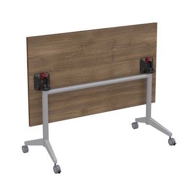 Bend 8СР.129-S (Шамони темный/Алюминий матовый) Складной прямолинейный стол-трансформер Simple