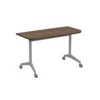 Bend 8ФСРР.101-S (Шамони темный/Алюминий матовый) Складной радиусный стол-трансформер Simple с фиксаторами