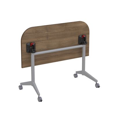 Bend 8ФСРР.101-S (Шамони темный/Алюминий матовый) Складной радиусный стол-трансформер Simple с фиксаторами